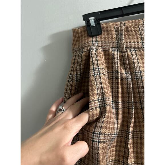 PAIGE Tan Plaid Wide Leg Pants - Picture 4 of 9